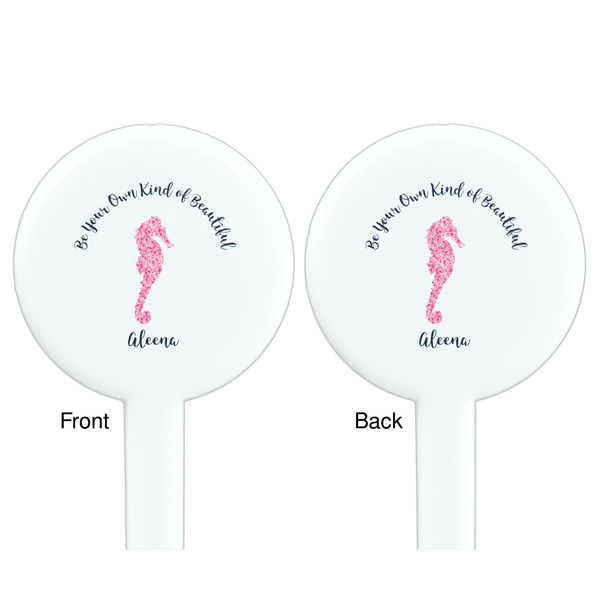 Preppy White Plastic 7" Stir Stick - Double Sided - Round - Front & Back