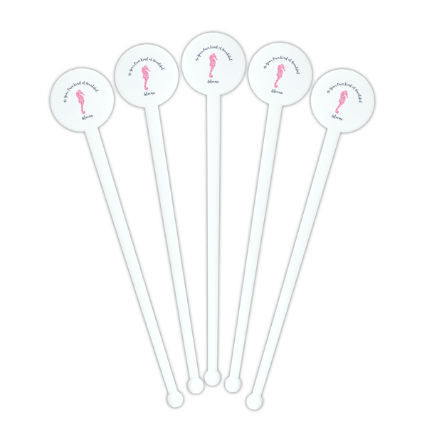 Preppy White Plastic 7" Stir Stick - Round - Fan View