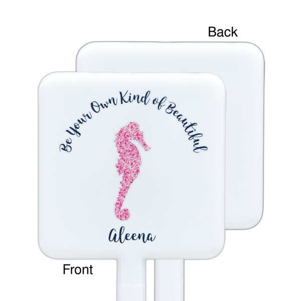 Preppy White Plastic Stir Stick - Single Sided - Square - Approval