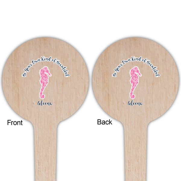 Preppy Wooden 4" Food Pick - Round - Double Sided - Front & Back