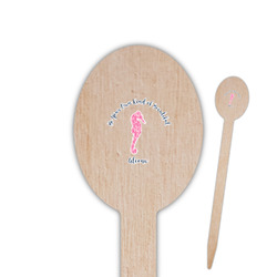 Preppy Oval Wooden Food Picks - Single Sided (Personalized)