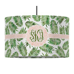 Tropical Leaves 12" Drum Pendant Lamp - Fabric (Personalized)