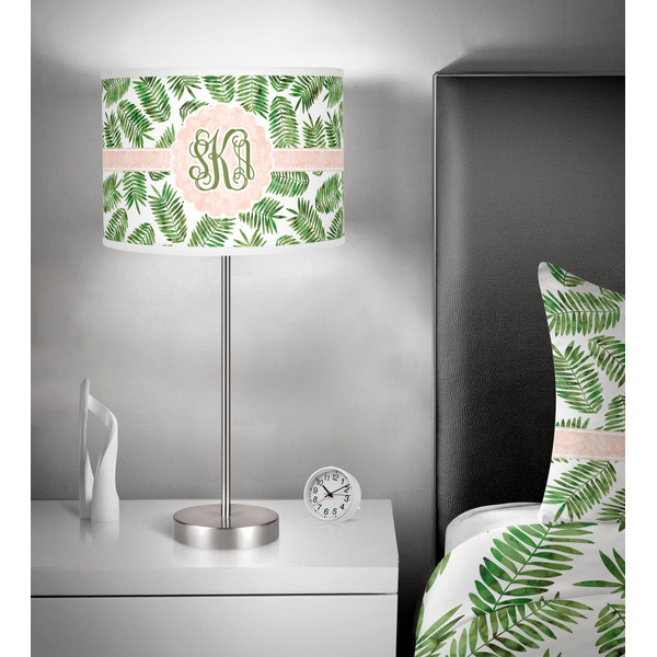 Tropical Leaves 13 inch drum lamp shade - in room