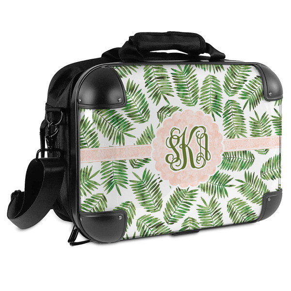 Custom Tropical Leaves Hard Shell Briefcase - 15" (Personalized)