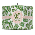 Tropical Leaves 16" Drum Pendant Lamp - Fabric (Personalized)