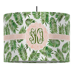 Tropical Leaves 16" Drum Pendant Lamp - Fabric (Personalized)