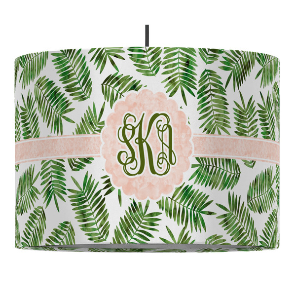 Custom Tropical Leaves 16" Drum Pendant Lamp - Fabric (Personalized)
