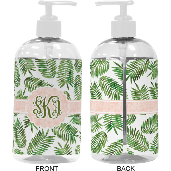 Tropical Leaves 16 oz Plastic Liquid Dispenser- Approval- White