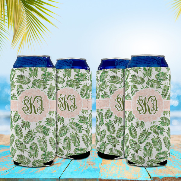 Tropical Leaves 16oz Can Sleeve - Set of 4 - LIFESTYLE