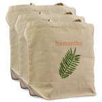 Tropical Leaves Reusable Cotton Grocery Bags - Set of 3 (Personalized)