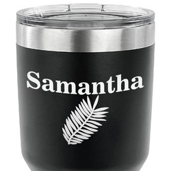 Tropical Leaves 30 oz Stainless Steel Tumbler - Black - Single Sided (Personalized)