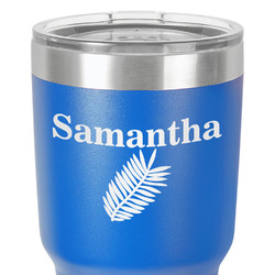 Tropical Leaves 30 oz Stainless Steel Tumbler - Royal Blue - Single-Sided (Personalized)