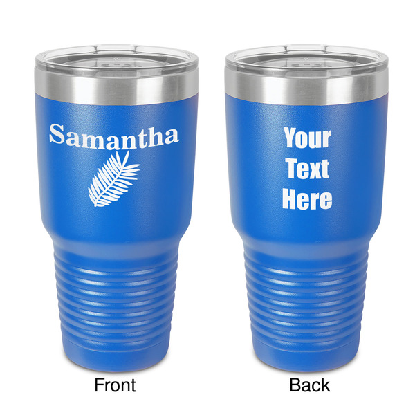 Custom Tropical Leaves 30 oz Stainless Steel Tumbler - Royal Blue - Double-Sided (Personalized)
