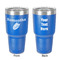 Tropical Leaves 30 oz Stainless Steel Ringneck Tumbler - Blue - Double Sided - Front & Back