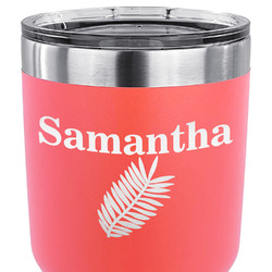 Tropical Leaves 30 oz Stainless Steel Tumbler - Coral - Single Sided (Personalized)