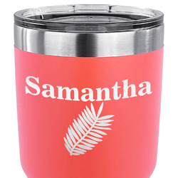 Tropical Leaves 30 oz Stainless Steel Tumbler - Coral - Double Sided (Personalized)