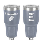 Tropical Leaves 30 oz Stainless Steel Tumbler - Grey - Double-Sided (Personalized)