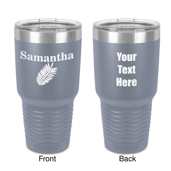 Custom Tropical Leaves 30 oz Stainless Steel Tumbler - Grey - Double-Sided (Personalized)
