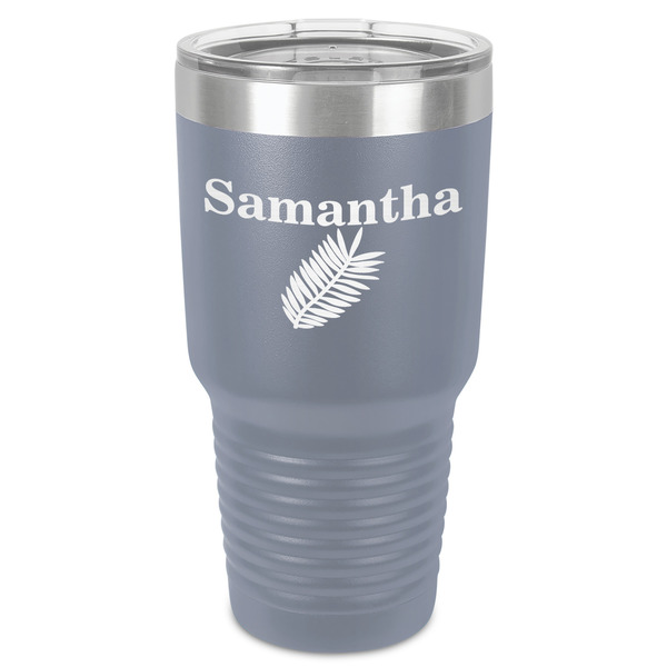 Custom Tropical Leaves 30 oz Stainless Steel Tumbler - Grey - Single-Sided (Personalized)