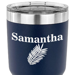Tropical Leaves 30 oz Stainless Steel Tumbler - Navy - Double Sided (Personalized)