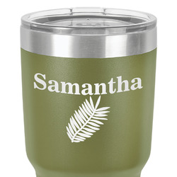 Tropical Leaves 30 oz Stainless Steel Tumbler - Olive - Double-Sided (Personalized)