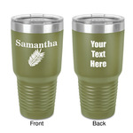 Tropical Leaves 30 oz Stainless Steel Tumbler - Olive - Double-Sided (Personalized)