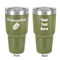Tropical Leaves 30 oz Stainless Steel Ringneck Tumbler - Olive - Double Sided - Front & Back