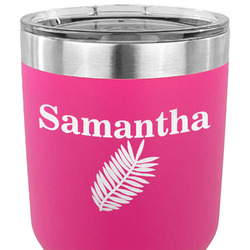 Tropical Leaves 30 oz Stainless Steel Tumbler - Pink - Double Sided (Personalized)