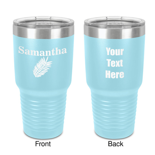 Custom Tropical Leaves 30 oz Stainless Steel Tumbler - Teal - Double-Sided (Personalized)
