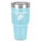 Tropical Leaves 30 oz Stainless Steel Ringneck Tumbler - Teal - Front