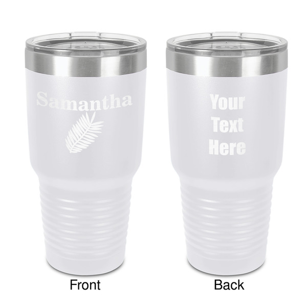 Custom Tropical Leaves 30 oz Stainless Steel Tumbler - White - Double-Sided (Personalized)
