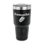 Tropical Leaves 30 oz Stainless Steel Tumbler - Black - Single Sided (Personalized)