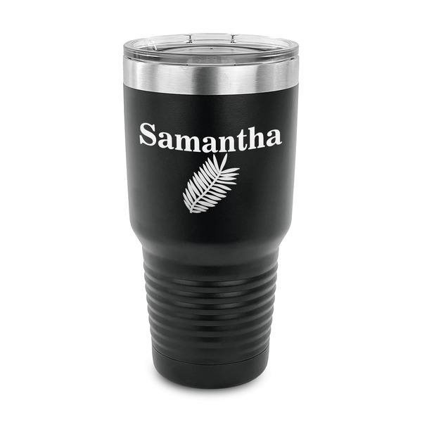 Custom Tropical Leaves 30 oz Stainless Steel Tumbler - Black - Single Sided (Personalized)