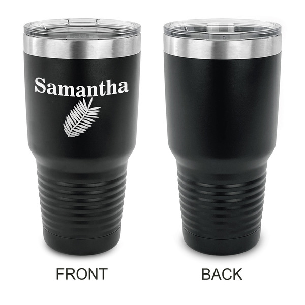 Tropical Leaves 30 oz Stainless Steel Ringneck Tumblers - Black - Single Sided - APPROVAL