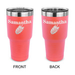 Tropical Leaves 30 oz Stainless Steel Tumbler - Coral - Double Sided (Personalized)
