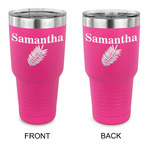 Tropical Leaves 30 oz Stainless Steel Tumbler - Pink - Double Sided (Personalized)