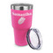 Tropical Leaves 30 oz Stainless Steel Ringneck Tumblers - Pink - LID OFF