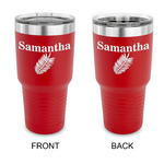 Tropical Leaves 30 oz Stainless Steel Tumbler - Red - Double Sided (Personalized)