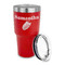Tropical Leaves 30 oz Stainless Steel Ringneck Tumblers - Red - LID OFF