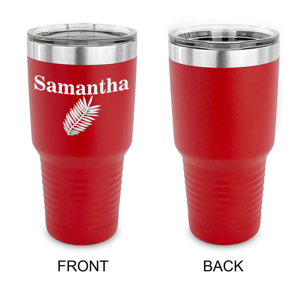 Tropical Leaves 30 oz Stainless Steel Ringneck Tumblers - Red - Single Sided - APPROVAL