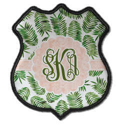 Tropical Leaves Iron On Shield Patch C w/ Monogram