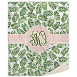 Tropical Leaves Sherpa Throw Blanket (Personalized)