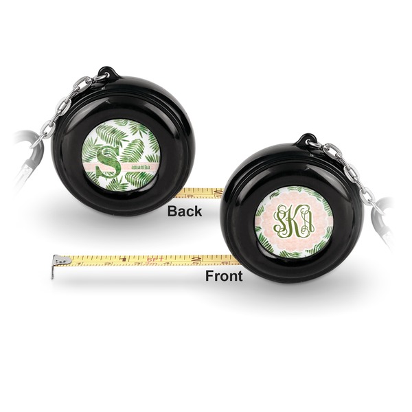 Tropical Leaves 6-Ft Pocket Tape Measure with Carabiner Hook - Front and Back