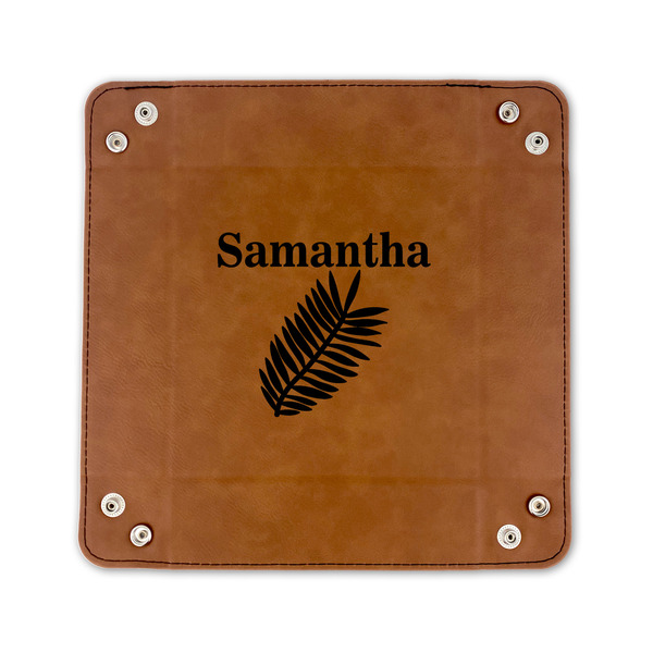 Tropical Leaves 6" x 6" Leatherette Snap Up Tray - FLAT FRONT