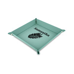 Tropical Leaves 6" x 6" Teal Faux Leather Valet Tray (Personalized)