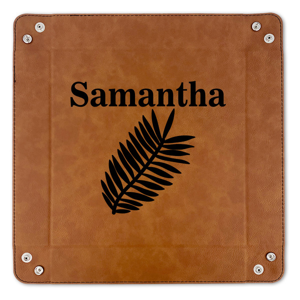 Tropical Leaves 9" x 9" Leatherette Snap Up Tray - APPROVAL (FLAT)