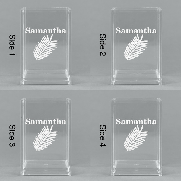 Tropical Leaves Acrylic Pen Holder - All Sides