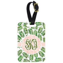 Tropical Leaves Metal Luggage Tag w/ Monogram