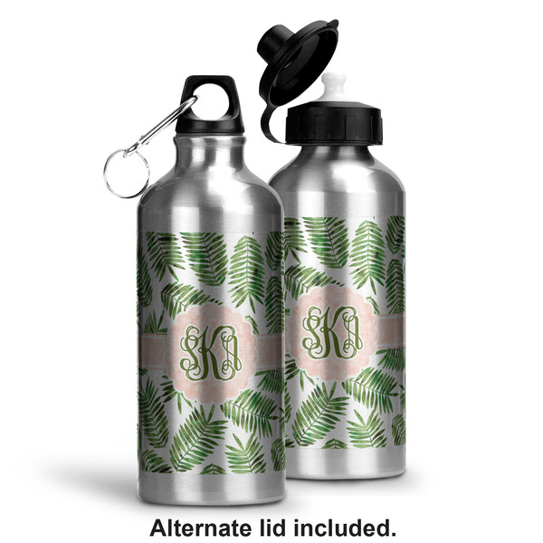 Tropical Leaves Aluminum Water Bottle - Alternate lid options