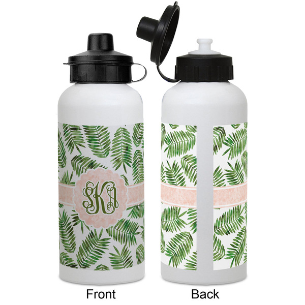 Tropical Leaves Aluminum Water Bottle - White APPROVAL
